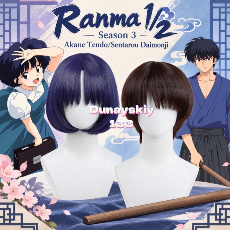 Wig Cosplay Akane Tendo Sentar - Anime Cosplay Blue Hair ulasan dan harga